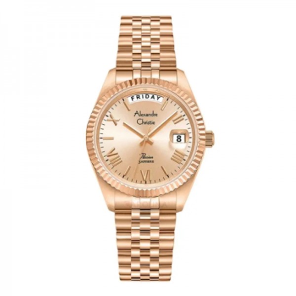 Alexandre Christie AC 5014 Rosegold Full Lady Day Date LEBRGLN